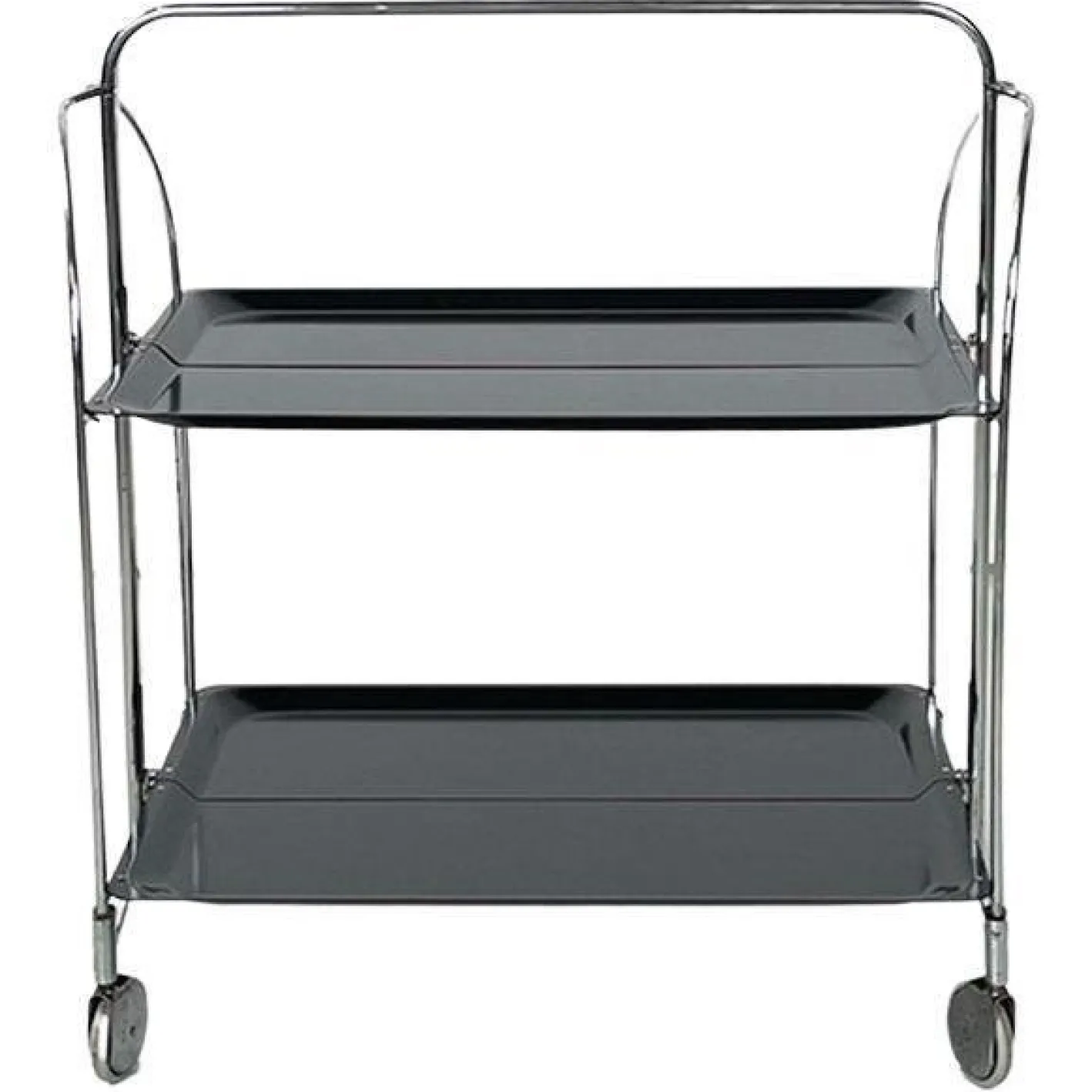 Moderner italienischer Mid-Century Servierwagen aus Metall & schwarzem Kunststoff, 1960er