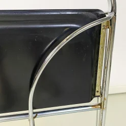 Moderner italienischer Mid-Century Servierwagen aus Metall & schwarzem Kunststoff, 1960er