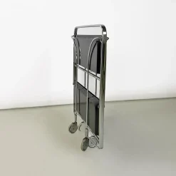 Moderner italienischer Mid-Century Servierwagen aus Metall & schwarzem Kunststoff, 1960er