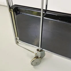 Moderner italienischer Mid-Century Servierwagen aus Metall & schwarzem Kunststoff, 1960er