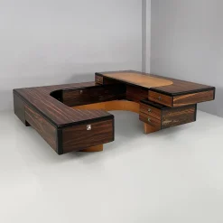 Moderner Italienischer Schreibtisch aus Stahl & Leder von Fabio Lenci, 1970er