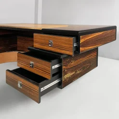 Moderner Italienischer Schreibtisch aus Stahl & Leder von Fabio Lenci, 1970er