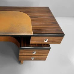 Moderner Italienischer Schreibtisch aus Stahl & Leder von Fabio Lenci, 1970er