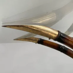 Moderner ovaler italienischer Tisch aus Bambus, Messing & Glas, 1980er