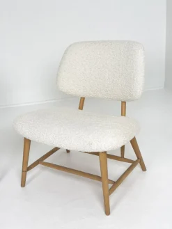 Moderne schwedische Sessel mit elfenbeinfarbenem Bouclé-Bezug von Alf Svensson, 1950, 2er Set