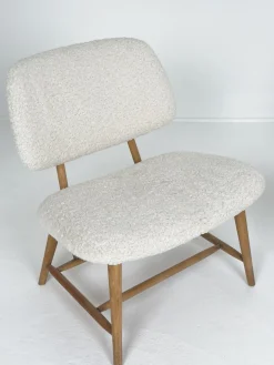 Moderne schwedische Sessel mit elfenbeinfarbenem Bouclé-Bezug von Alf Svensson, 1950, 2er Set