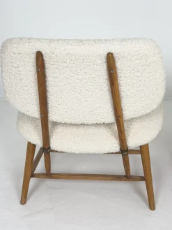 Moderne schwedische Sessel mit elfenbeinfarbenem Bouclé-Bezug von Alf Svensson, 1950, 2er Set