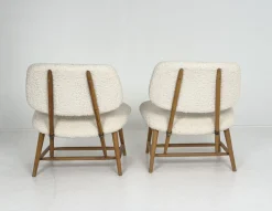 Moderne schwedische Sessel mit elfenbeinfarbenem Bouclé-Bezug von Alf Svensson, 1950, 2er Set
