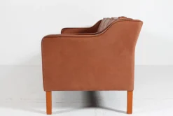 Modernes dänisches Drei-Sitzer Sofa mit patiniertem cognacfarbenem Leder von Stouby, 1980er