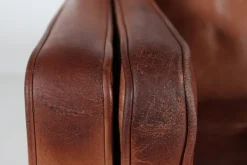 Modernes dänisches Drei-Sitzer Sofa mit patiniertem cognacfarbenem Leder von Stouby, 1980er