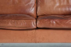 Modernes dänisches Drei-Sitzer Sofa mit patiniertem cognacfarbenem Leder von Stouby, 1980er