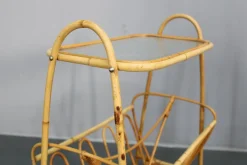 Modernes Europäisches Mid-Century Rattan Zubehörset mit Tischen und Zeitschriftenständern, 1960er, 4 . Set