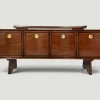 Modernes italienisches Mid-Century Sideboard aus Nussholz mit Messingmedaillons von Paolo Buffa, 1950er