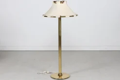 Moderne skandinavische Anna Stehlampe mit Messingschaft und Segeltuchschirm von Anna Ehrner für Atelje Lyktan, Schweden, 1970er