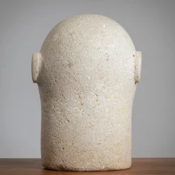Moderne Skulptur eines Männerkopfes aus Sandstein, 1970er