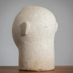 Moderne Skulptur eines Männerkopfes aus Sandstein, 1970er