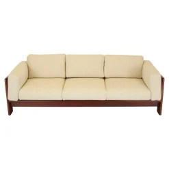 Modernes Mid-Century Bastiano 3-Sitzer Sofa aus Nussholz & Bouclé von Afra & Tobia Scarpa für Gavina, Italien, 1966