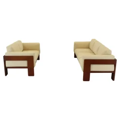 Modernes Mid-Century Bastiano 3-Sitzer Sofa aus Nussholz & Bouclé von Afra & Tobia Scarpa für Gavina, Italien, 1966