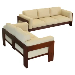 Modernes Mid-Century Bastiano 3-Sitzer Sofa aus Nussholz & Bouclé von Afra & Tobia Scarpa für Gavina, Italien, 1966