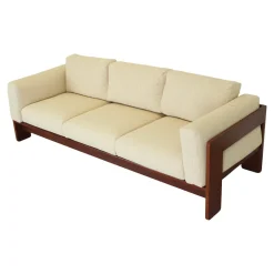 Modernes Mid-Century Bastiano 3-Sitzer Sofa aus Nussholz & Bouclé von Afra & Tobia Scarpa für Gavina, Italien, 1966