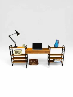 Modularer Ladderax Teak Schreibtisch und Regal von Staples, England, 1960er