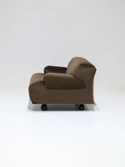 Modulares Fianda Sofa & Sessel aus Braunem Samt von Vico Magistretti für Cassina, 1970er, 4er Set