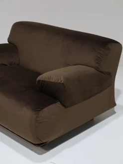 Modulares Fianda Sofa & Sessel aus Braunem Samt von Vico Magistretti für Cassina, 1970er, 4er Set