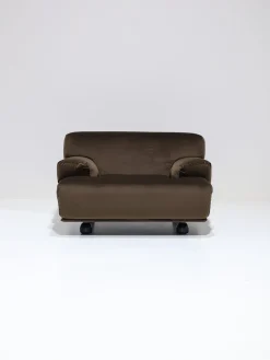Modulares Fianda Sofa & Sessel aus Braunem Samt von Vico Magistretti für Cassina, 1970er, 4er Set
