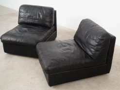 Modulares Ledersofa, Italienisches Design, 1970er, Made in Italy, 2er Set