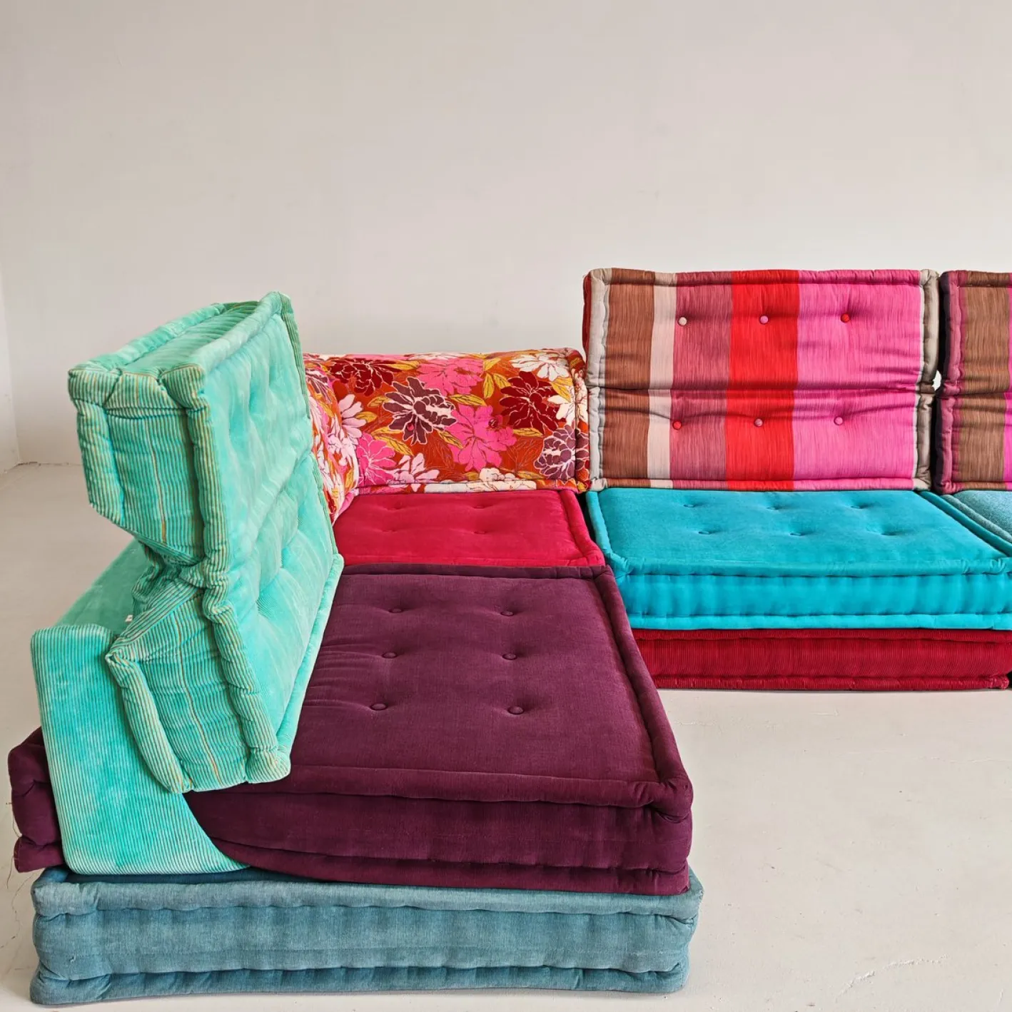 Modulares Mah Jong 4-Sitzer Sofa in Blau von H. Hopfer für Roche Bobois, 1990er, 4er Set