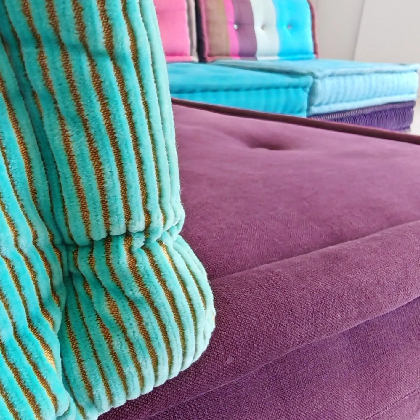 Modulares Mah Jong 4-Sitzer Sofa in Blau von H. Hopfer für Roche Bobois, 1990er, 4er Set