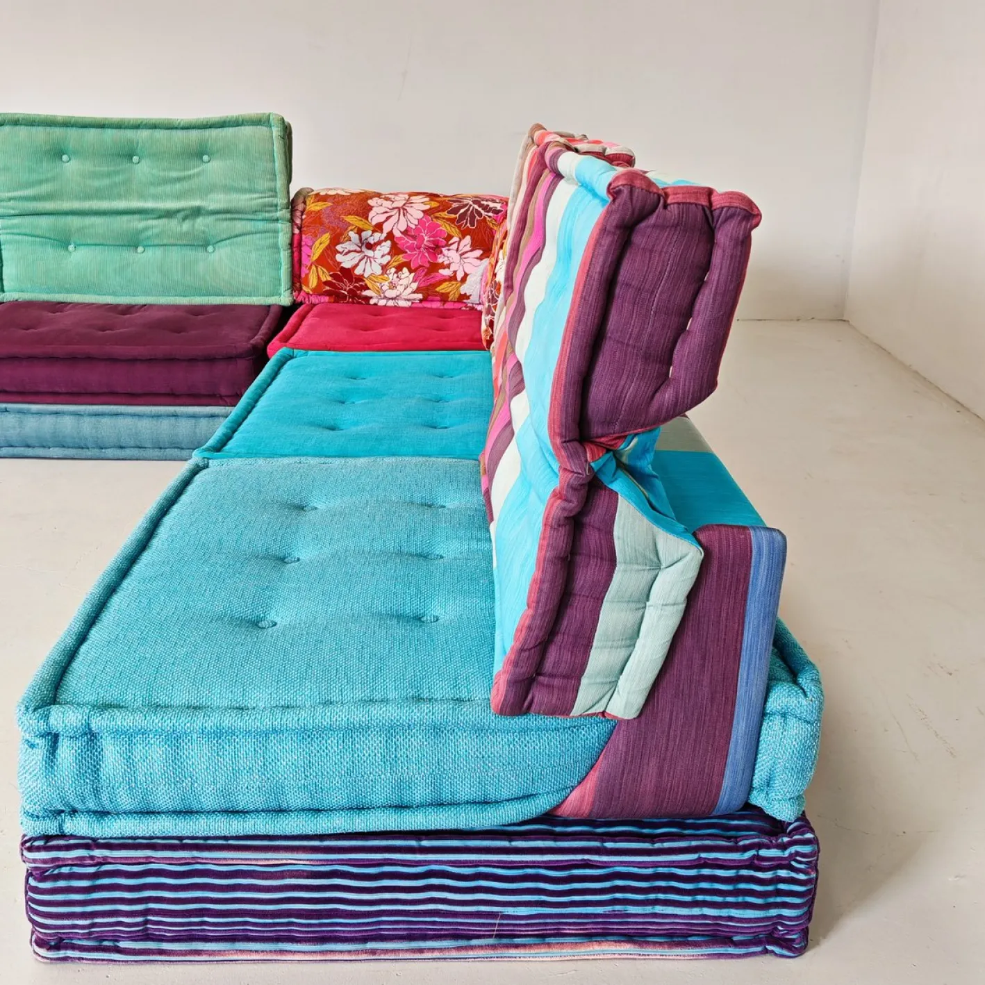 Modulares Mah Jong 4-Sitzer Sofa in Blau von H. Hopfer für Roche Bobois, 1990er, 4er Set