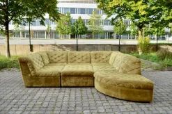 Modulares Sofa aus Olivgrünem Samtstoff von Laauser, 1970er, 7 Set