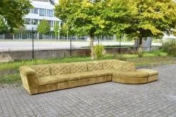 Modulares Sofa aus Olivgrünem Samtstoff von Laauser, 1970er, 7 Set