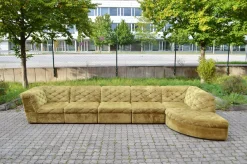 Modulares Sofa aus Olivgrünem Samtstoff von Laauser, 1970er, 7 Set