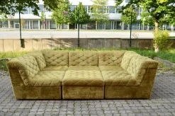 Modulares Sofa aus Olivgrünem Samtstoff von Laauser, 1970er, 7 Set