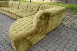Modulares Sofa aus Olivgrünem Samtstoff von Laauser, 1970er, 7 Set