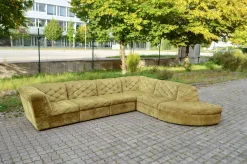 Modulares Sofa aus Olivgrünem Samtstoff von Laauser, 1970er, 7 Set