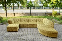 Modulares Sofa aus Olivgrünem Samtstoff von Laauser, 1970er, 7 Set
