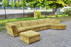 Modulares Sofa aus Olivgrünem Samtstoff von Laauser, 1970er, 7 Set