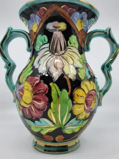 Monaco Keramikvase mit Vergoldetem Dekor von Cerart, 1950