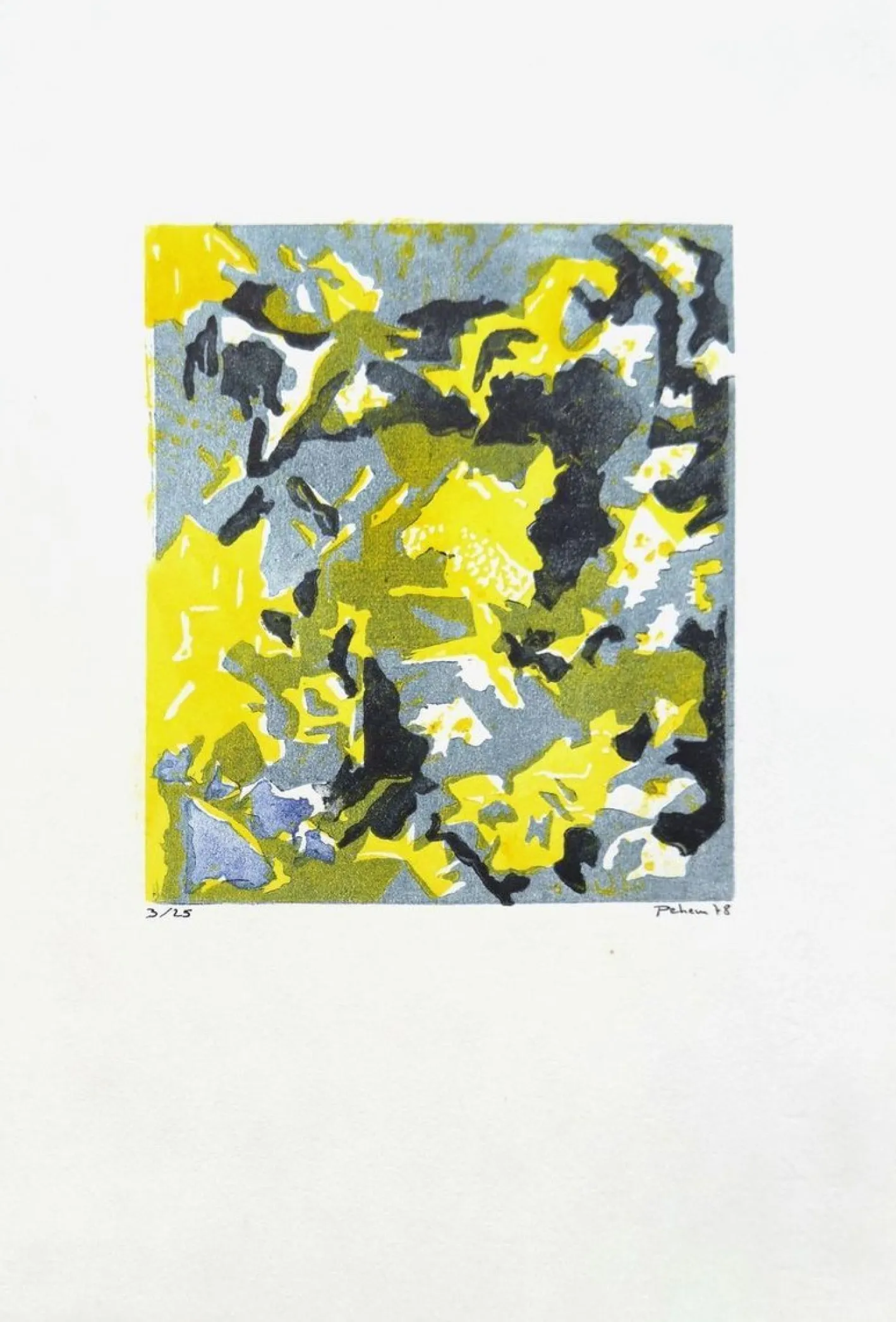 Monique Pehem (Breton-Prouté), Licht durch das Blattwerk, 1978, Linolschnitt