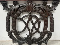 Monogrammed Carved Oak Architectural Element, 18th Century