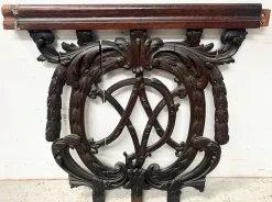 Monogrammed Carved Oak Architectural Element, 18th Century