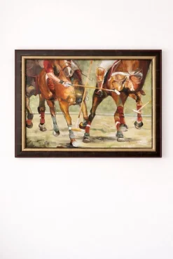 Monumentale Polo-Szene von Sabine Nielsen, 2001, Öl auf Leinwand, gerahmt
