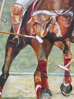 Monumentale Polo-Szene von Sabine Nielsen, 2001, Öl auf Leinwand, gerahmt