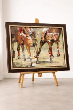 Monumentale Polo-Szene von Sabine Nielsen, 2001, Öl auf Leinwand, gerahmt