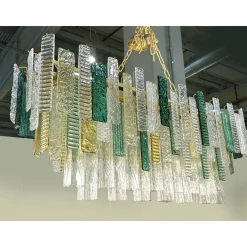 Monumentaler Rechteckiger Streifen Kronleuchter aus Muranoglas von Simoeng