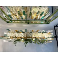 Monumentaler Rechteckiger Streifen Kronleuchter aus Muranoglas von Simoeng