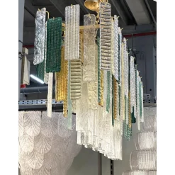 Monumentaler Rechteckiger Streifen Kronleuchter aus Muranoglas von Simoeng